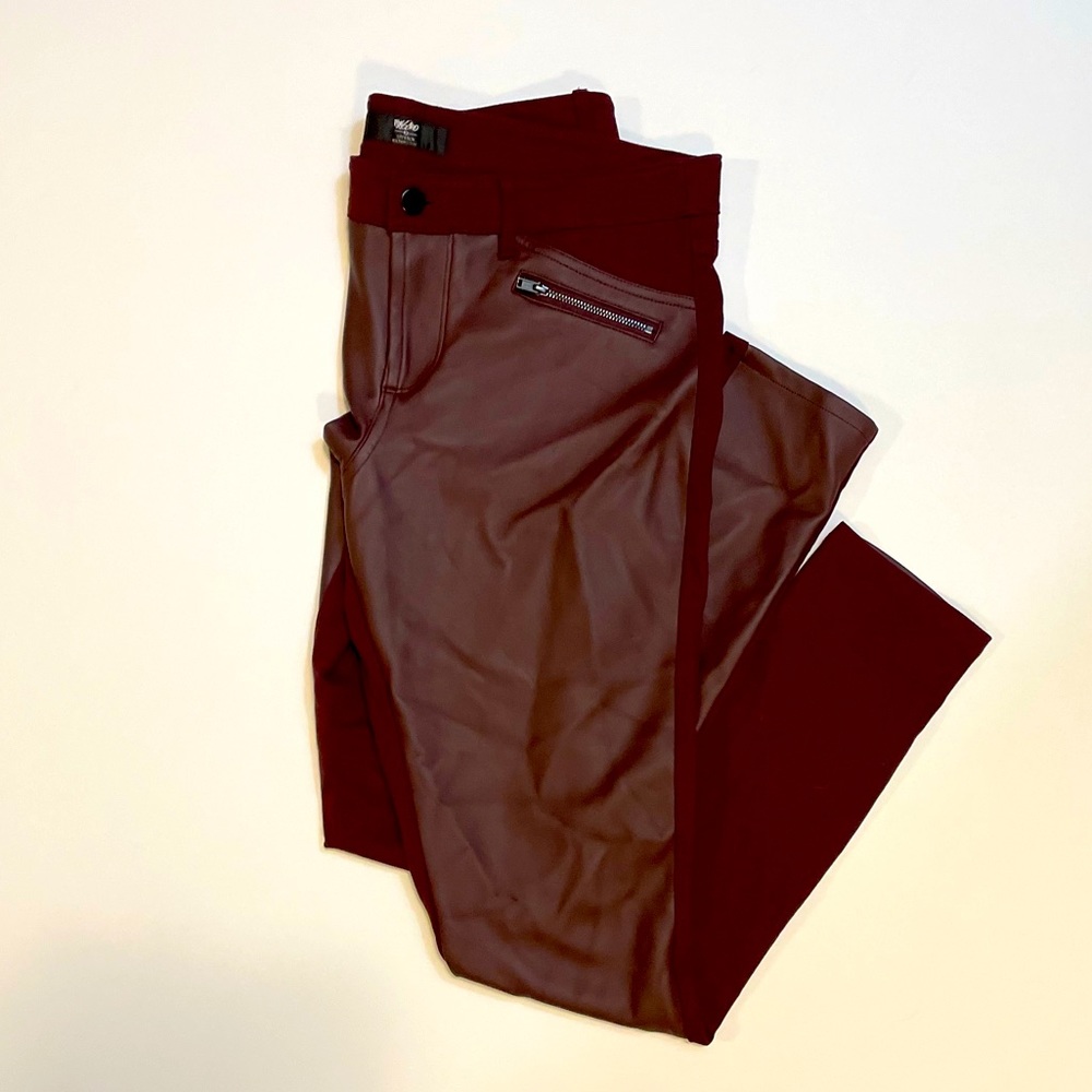 Cabernet Red faux front leather pants